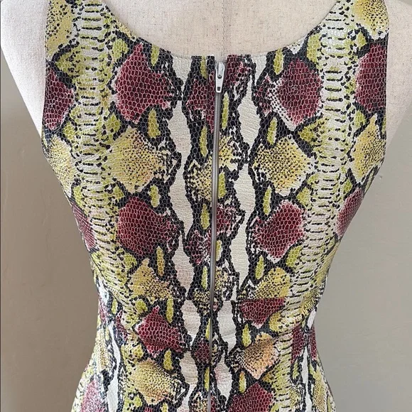 Amazing Vintage 90s Y2K Michael Hoban North Beach Snake Print Bodycon Dress 6